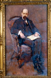 Porträt von Emile Vandervelde (1866-1938), belgischer Politiker, sozialistischer Abgeordneter