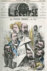 Gründung von „La Petite Presse“, mit Jannin, Delsaux, Hermant, Hemery, De Balathier, Bragelonne, Dumas, Ponson du Terrail, Jean du Boys, Revillon und Coste. Titelblatt in „L