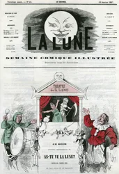 Haben Sie den Mond gesehen? im Theater des Mondes in Paris. Karikatur von Gill, in „La Lune“, 13. Januar