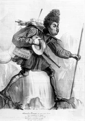 Humoristische Zeichnung über Alexandre Dumas Père - in „Charivari“, circa 1840