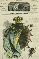 Insektenschädling, die Monarchie als Kakerlake für die Ausstellung des Cercle Agricole et Horticole du Luxembourg. Titelblatt in „L
