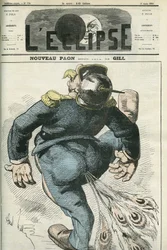 Neuer Pfau, Karikatur Wilhelms I. (1797-1888), des Siegers im Deutsch-Französischen Krieg. Titelblatt in "L