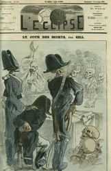 Am Tag der Toten, Napoleon III (1808-1873) wurde vor einer Skelettversammlung für die Niederlage von Sedan gerichtet. Cover in „L