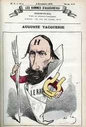 Porträt von Auguste Vacquerie (1819-1895), französischer Dichter, Dramatiker und Journalist. Karikatur von Gill, Paris