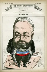Porträt von Ferdinand Herold (1828-1882), französischer Politiker. Karikatur von Gill, Paris