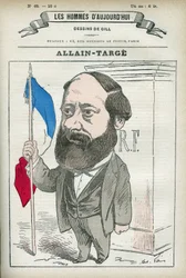 Porträt von Francois Allain-Targe Allain Targe (1832-1902), französischer Anwalt, Richter, Journalist und Politiker, er war Innenminister und Finanzminister im Kabinett Gambetta. Karikatur von Gill, Paris.