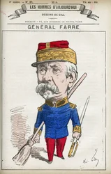 Porträt von Jean Joseph Frederic Albert Farre (1816-1887), französischer Soldat, er wurde 1870 zum General und Kriegsminister ernannt. Karikatur von Gill, Paris.