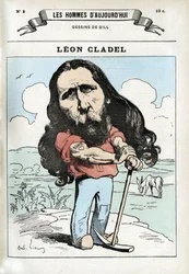 Porträt von Leon Cladel (1835-1892), französischer Schriftsteller. Karikatur von Gill, Paris