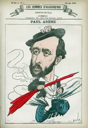 Porträt von Paul Arène (1843-1896), französischer Dichter und Schriftsteller. Karikatur von Gill, Paris