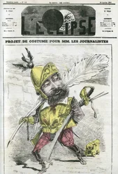 Anzugprojekt für Herrenjournalisten, auf Wache und geschützt durch Rüstung. Titelbild in „L