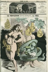 Die Versuchung, die Republik-Eva wird von der Orleans-Schlange versucht. Titelblatt in „L