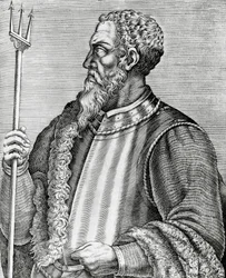 Porträt von Andrea Doria (1466-1560), italienischer Admiral und Politiker, Kupferstich aus Les Vrais pourtraits et Vies des Hommes illustres