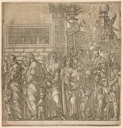 Der Triumph von Julius Caesar: Prozession von Männern, Frauen und Kindern, 1593-99