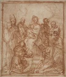 Thronende Madonna mit Kind und acht Heiligen (Kompositionsstudie für das Altarbild in Sarzana)