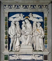 Die Jungfrau des Zufluchtsortes Die Jungfrau Maria und das Jesuskind umgeben von St. Onuphre dem Einsiedler, St. Antonius der Große, St. Maria Magdalena und St. Franziskus