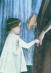 Ankunft von Kardinal Francesco Gonzaga: Detail eines seiner jüngeren Brüder, aus der Camera degli Sposi oder Camera Picta (Detail)