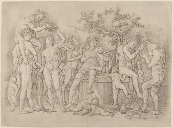 Bacchanal mit Weinfass