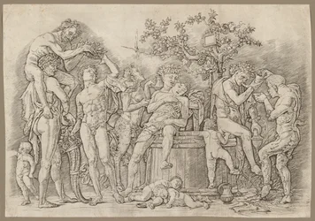 Bacchanal mit einem Weinfass