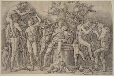Bacchanal mit einem Weinkübel