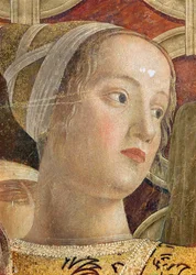 Kopf einer Frau, Detail des Markgrafen Ludovico III. Gonzaga und seines Hofes in der Camera degli Sposi, ca. 1465-75 (Detail von 166336)