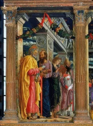 San-Zeno-Altar. Linke Seite. Abgebildet sind Simon Petrus, Paulus von Tarsus, Johannes der Evangelist und Zenon von Verona