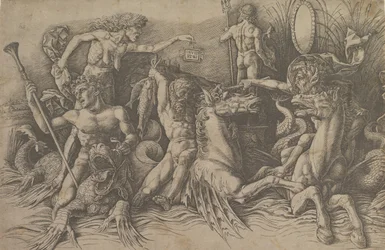 Die Schlacht der Meeresgötter (linker Teil eines Frieses), ca. 1485-88