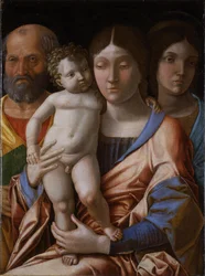 Die Heilige Familie mit einem Heiligen, 1495