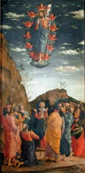 Der Aufstieg. Gemälde von Andrea Mantegna (1431-1506) von 1460. - Die Himmelfahrt Christi, von Andrea Mantegna (1431-1506)