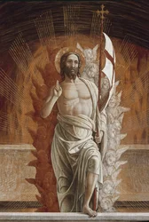 Die Auferstehung Jesu Christi. Detail der Predella des Altarbildes von San Zeno
