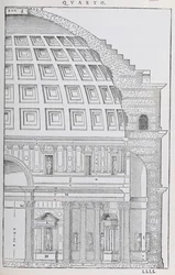 Querschnitt des Pantheons, Illustration aus einer Faksimileausgabe von „I Quattro Libri dell