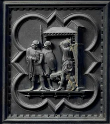 Die Enthauptung von Johannes dem Täufer, sechstes Panel der Südtüren des Baptisteriums von San Giovanni, 1336