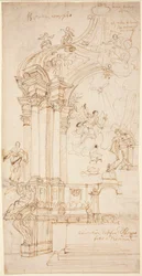 Ein Baldachin mit einem Gemälde der Verkündigung, um 1708 oder später