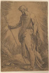 Ein Apostel mit einem Stab nach links, ca. 1540-60