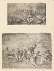 Moses und der brennende Dornbusch, der wunderbare Fischfang, ca. 1544-48