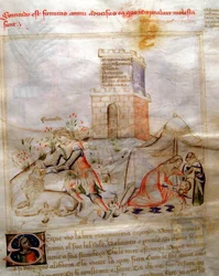 Allegorie des Mutes mit Samson, der den Löwen zerreißt, und Judith, die Holofernes enthauptet, in 