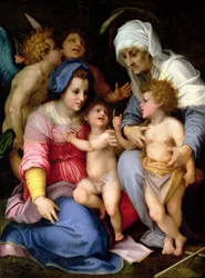 Heilige Familie mit Engeln, ca. 1515-16