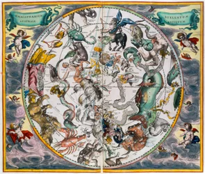 Karte der südlichen Hemisphäre des Himmels, 1660-1661