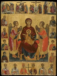 Komposit-Ikone mit der thronenden Jungfrau und dem Kind