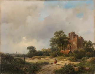 Landschaft mit den Ruinen des Brederode-Schlosses in Santpoort