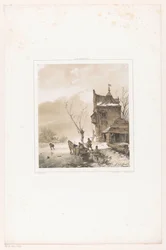 Männer beladen Schlitten