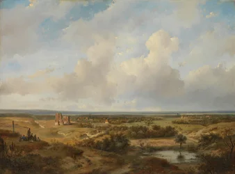 Ansicht der Dünen mit den Ruinen der Burg Brederode bei Santpoort