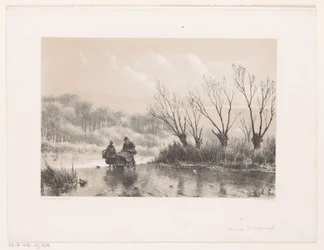 Winterlandschaft mit zwei Figuren auf dem Eis