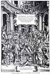 Titelseite der zweiten Ausgabe von De Humani Corporis Fabrica, Tafel 3, 1555