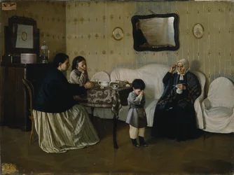 Ein Familienmorgen. Lehre das Kind zu beten, 1871