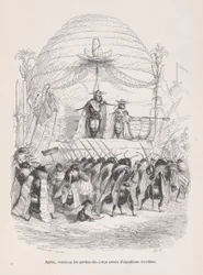 Danach kamen die Leibwächter mit schrecklichen Stacheln aus Szenen aus dem P..., ca. 1837-47