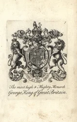 Wappen und Wappenschild des hoch und mächtigsten Monarchen König Georg I. von Großbritannien