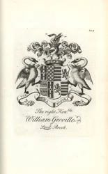 Wappen und Wappenschild des ehrenwerten William Greville, 7. Baron Brooke