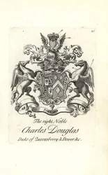 Wappen und Kamm des edlen Charles Douglas, 3. Herzog von Queensberry und Dover