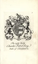Wappen und Kamm des hochadligen Charles Fitz-Roy, 2. Herzog von Cleveland