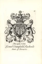 Wappen und Wappenschild des edlen Lionel Cranfield Sackville, Herzog von Dorset